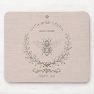 Dusty Blush Honey Bee Vintage French Country Mouse Mat