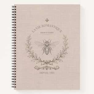 Dusty Blush Honey Bee Vintage French Country Notebook
