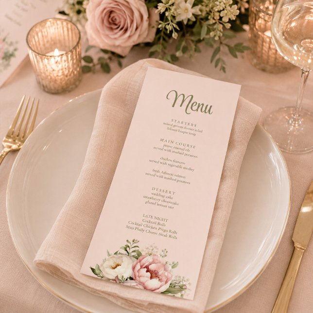 Dusty Blush Peony Wedding Menu (Dusty Blush Peony Wedding Menu)