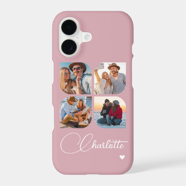 Dusty Blush Pink 4 Photo Personalised Name (Back)