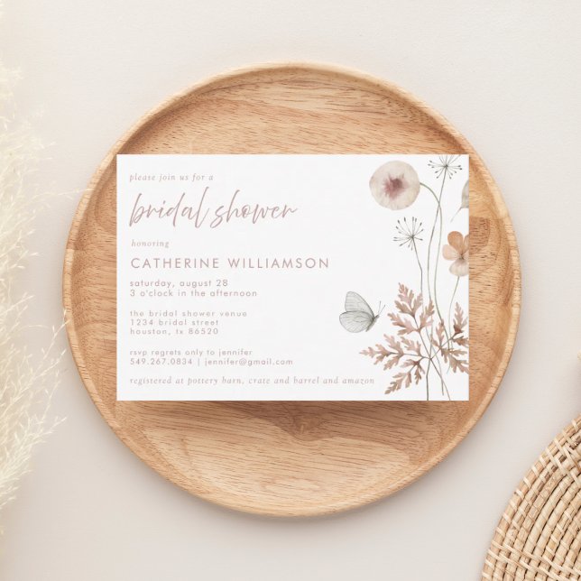 Dusty Blush Pink Elegant Floral Bridal Shower Invitation (Creator Uploaded)