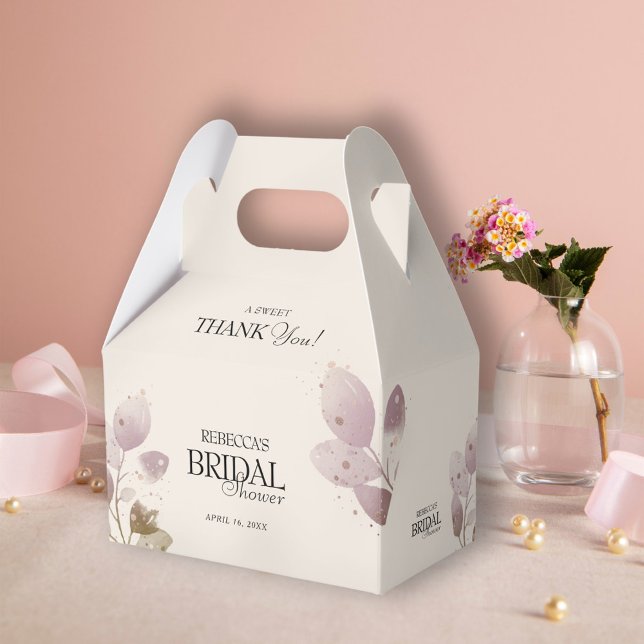 Dusty Blush Pink Floral Thank You Bridal Shower Favour Box (Creator Uploaded)