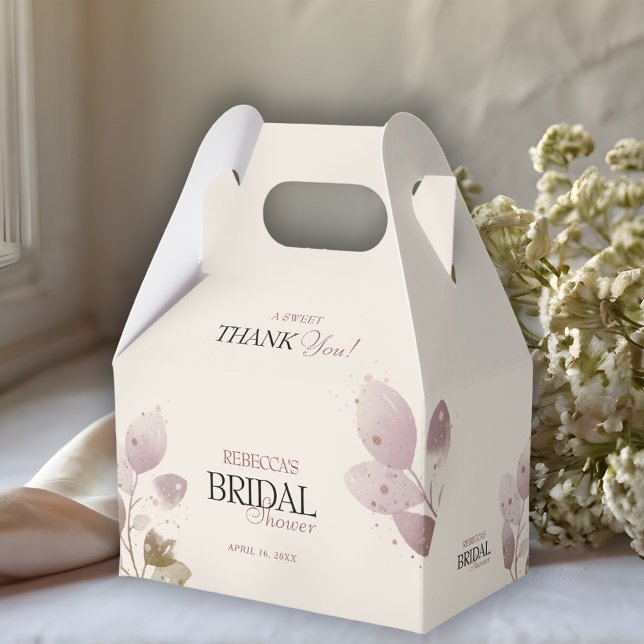 Dusty Blush Pink Floral Thank You Bridal Shower Favour Box (Creator Uploaded)