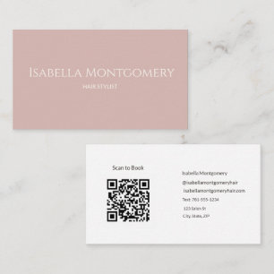 Dusty Blush Pink Hair Stylist QR Code Business Card