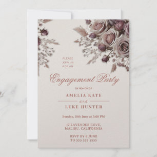 Dusty Blush & Purple Rose Engagement Party Invitation