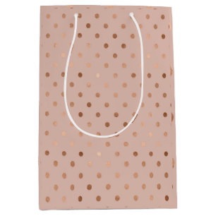 Dusty Blush Rose Gold Modern Holiday Medium Gift Bag