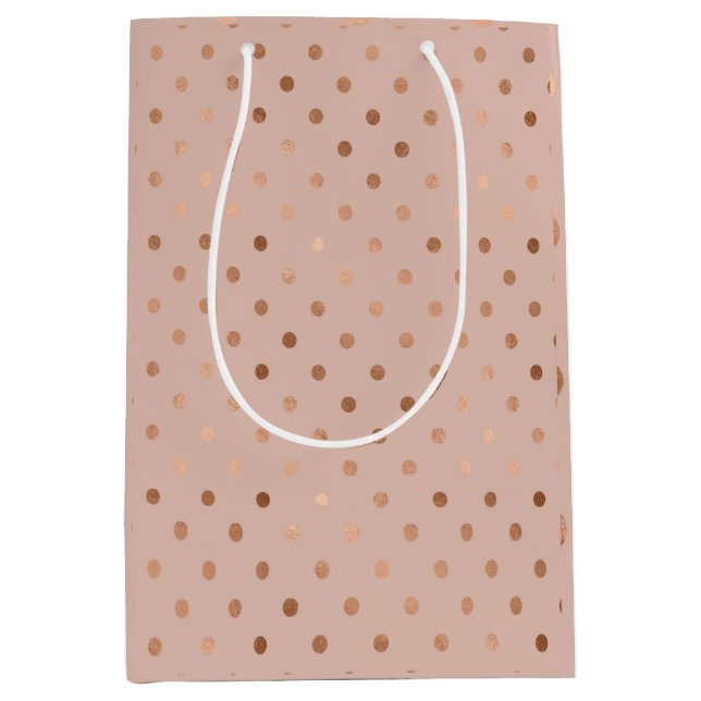 Dusty Blush Rose Gold Modern Holiday Medium Gift Bag (Front)