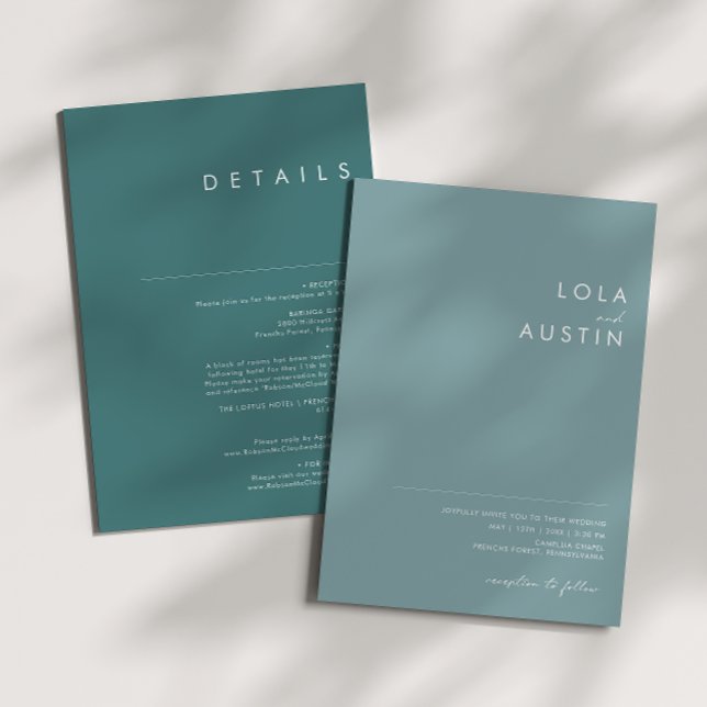 Dusty Boho | Blue and Green All In One Wedding Invitation (Creator Uploaded)