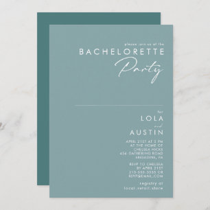 Dusty Boho   Blue and Green Bachelorette Party Invitation