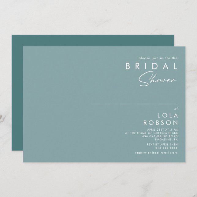 Dusty Boho | Blue and Green Bridal Shower Invitation (Front/Back)