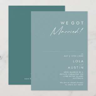 Dusty Boho Blue and Green Elopement Announcement