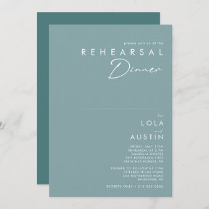 Dusty Boho Blue and Green Rehearsal Dinner Invitation