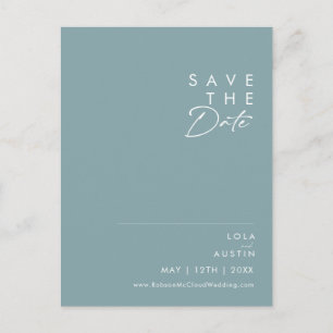 Dusty Boho   Blue and Green Save the Date  Invitation Postcard