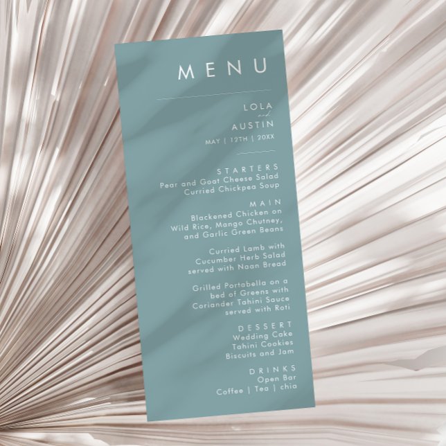 Dusty Boho | Blue and Green Wedding Dinner Menu (Creator Uploaded)