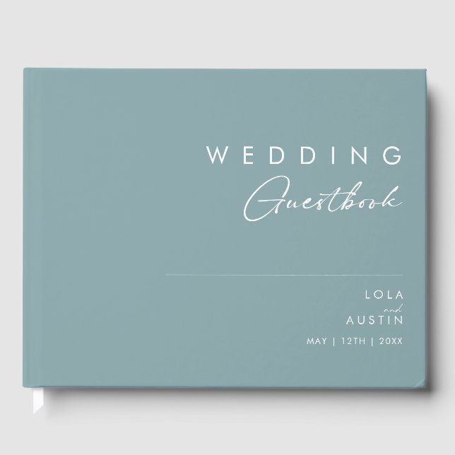 Dusty Boho | Blue and Green Wedding Guest Book (Front)