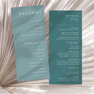 Dusty Boho Blue and Green Wedding Program Programme
