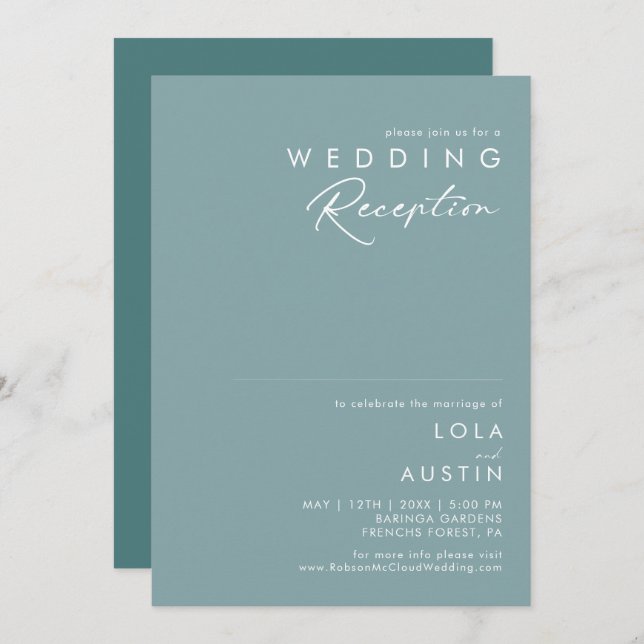 Dusty Boho | Blue and Green Wedding Reception Invitation (Front/Back)