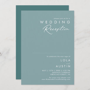Dusty Boho   Blue and Green Wedding Reception Invitation