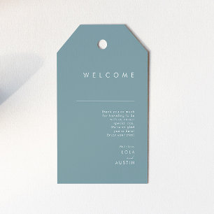 Dusty Boho Blue and Green Wedding Welcome Gift Tags
