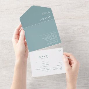 Dusty Boho Blue Seal and Send All In One Invitat All In One Invitation