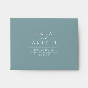 Dusty Boho Blue self-addressed RSVP Envelope