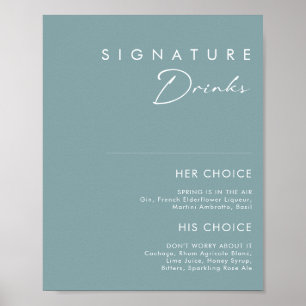 Dusty Boho Blue Signature Drinks Sign