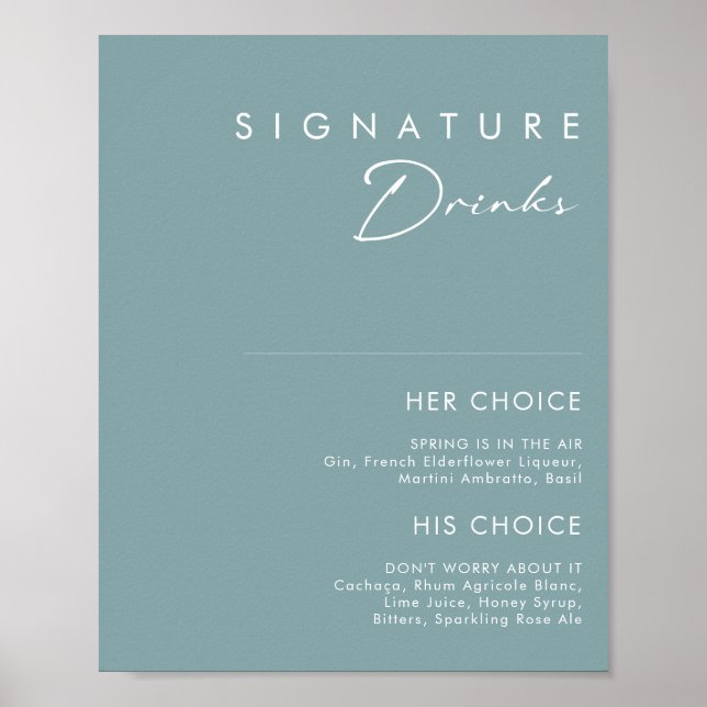 Dusty Boho | Blue Signature Drinks Sign (Front)