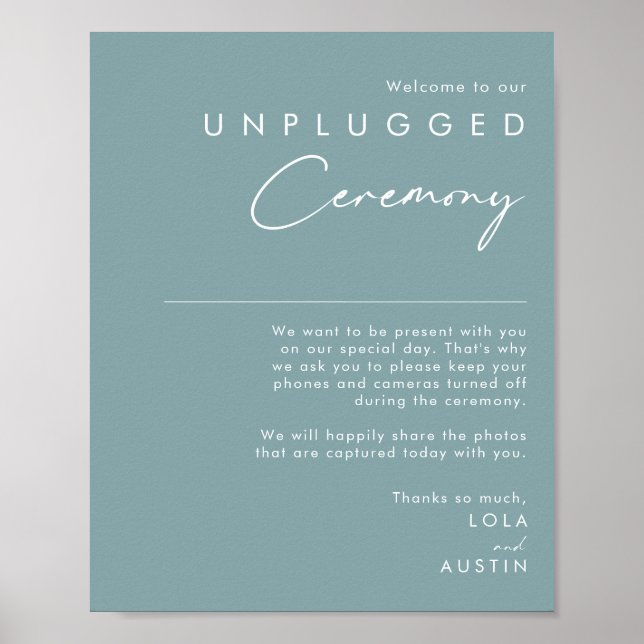 Dusty Boho | Blue Unplugged Ceremony Sign (Front)