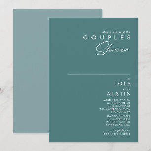 Dusty Boho Green and Blue Couples Shower Invitation