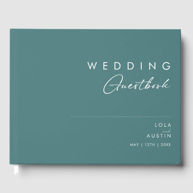 Dusty Boho | Green and Blue Wedding Guest Book (Front)