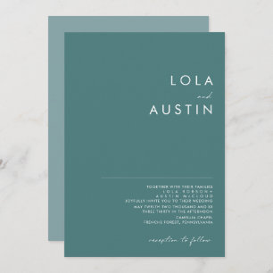 Dusty Boho   Green and Blue Wedding Invitation