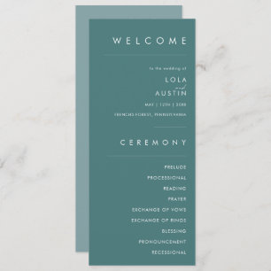 Dusty Boho   Green and Blue Wedding Program Programme