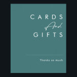 Dusty Boho | Green Cards and Gifts Sign<br><div class="desc">This Dusty Boho | Green cards and gifts sign is perfect for your colourful rustic boho wedding. Its simple, unique modern design accompanied by a contemporary minimalist script and teal green colour palette gives this product a classic chic bohemian feel. Keep it as is, or choose to personalise it with...</div>