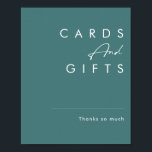 Dusty Boho | Green Cards and Gifts Sign<br><div class="desc">This Dusty Boho | Green cards and gifts sign is perfect for your colourful rustic boho wedding. Its simple, unique modern design accompanied by a contemporary minimalist script and teal green colour palette gives this product a classic chic bohemian feel. Keep it as is, or choose to personalise it with...</div>