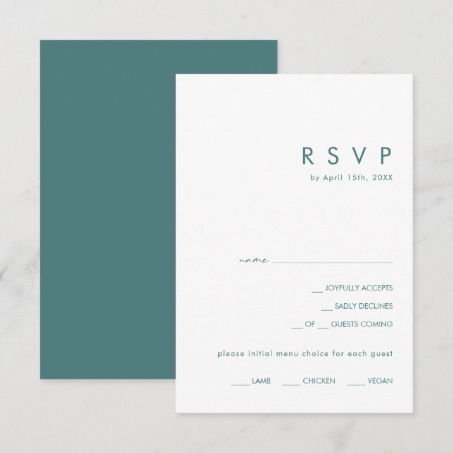 Dusty Boho | Green Menu Choice RSVP Card (Front/Back)
