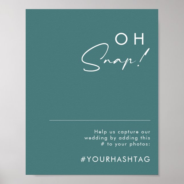 Dusty Boho | Green Oh Snap Wedding Hashtag Sign (Front)