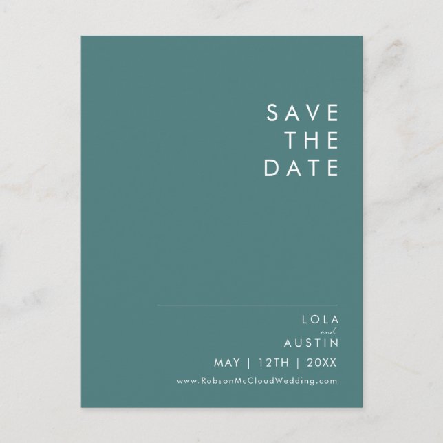 Dusty Boho | Green Save The Date Invitation Postcard (Front)