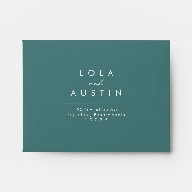 Dusty Boho | Green self-addressed RSVP Envelope (Front)