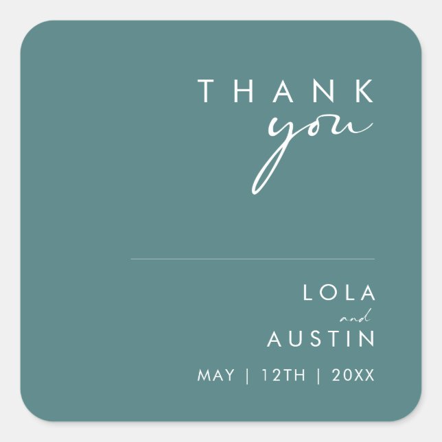 Dusty Boho | Green Thank You Wedding Square Sticker (Front)