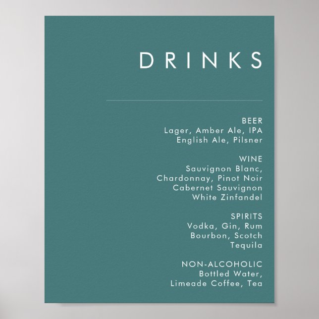 Dusty Boho | Green Wedding Drinks Menu Sign (Front)