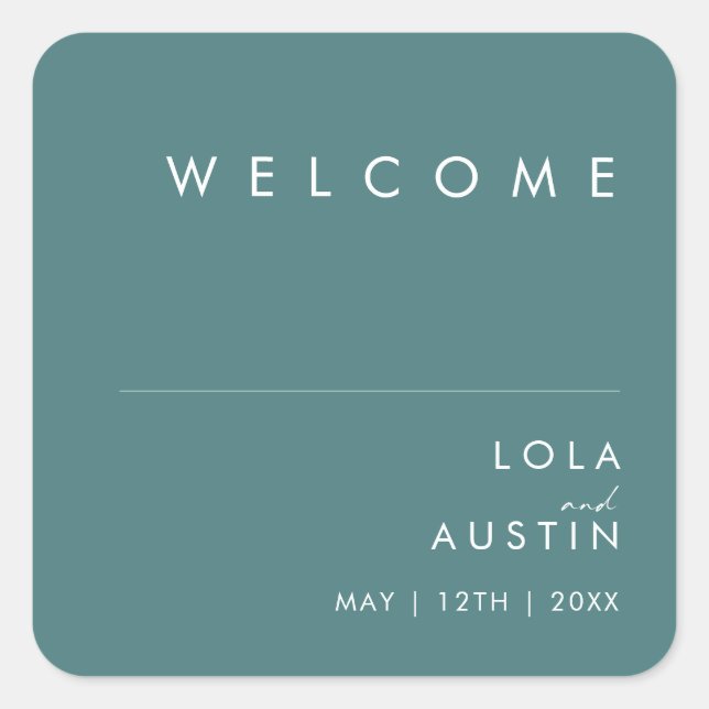 Dusty Boho | Green Wedding Welcome Square Sticker (Front)