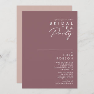 Dusty Boho   Purple and Rose Bridal Tea Party Invitation