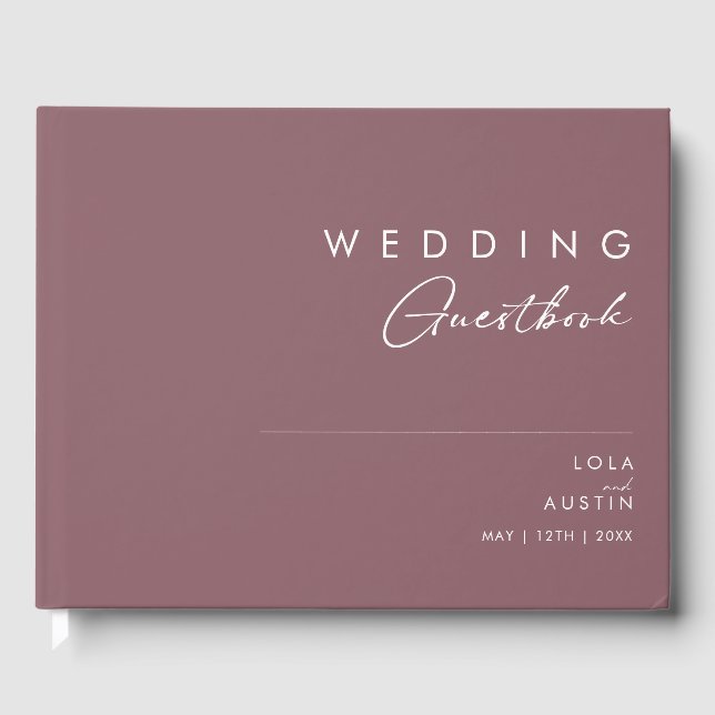 Dusty Boho | Purple and Rose Wedding Guest Book (Front)