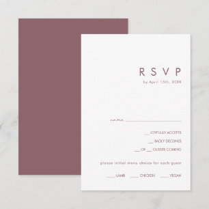 Dusty Boho   Purple Menu Choice RSVP Card