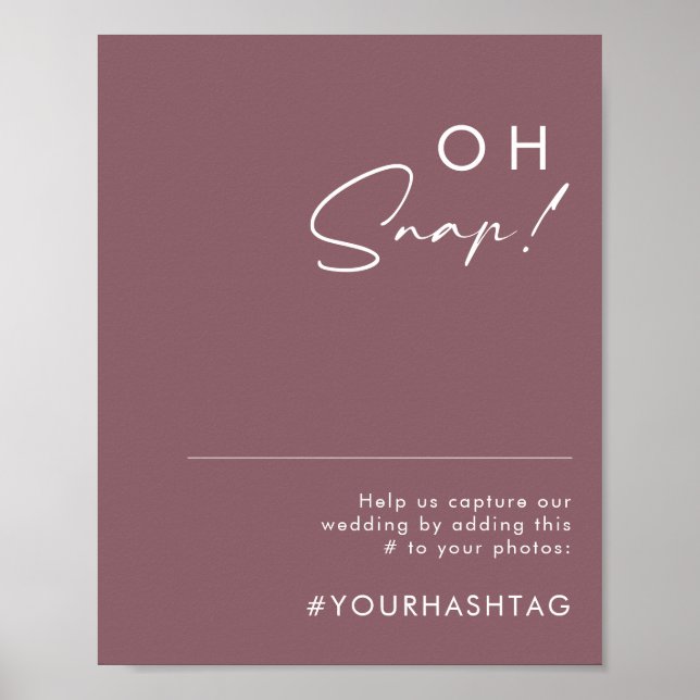 Dusty Boho | Purple Oh Snap Wedding Hashtag Sign (Front)