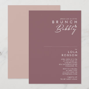 Dusty Boho Purple & Rose Brunch and Bubbly Shower Invitation