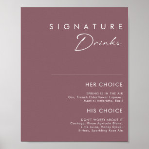 Dusty Boho Purple Signature Drinks Sign