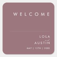 Dusty Boho | Purple Wedding Welcome Square Sticker