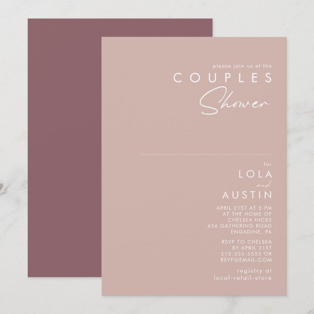 Dusty Boho | Rose and Purple Couples Shower Invitation (Front/Back)