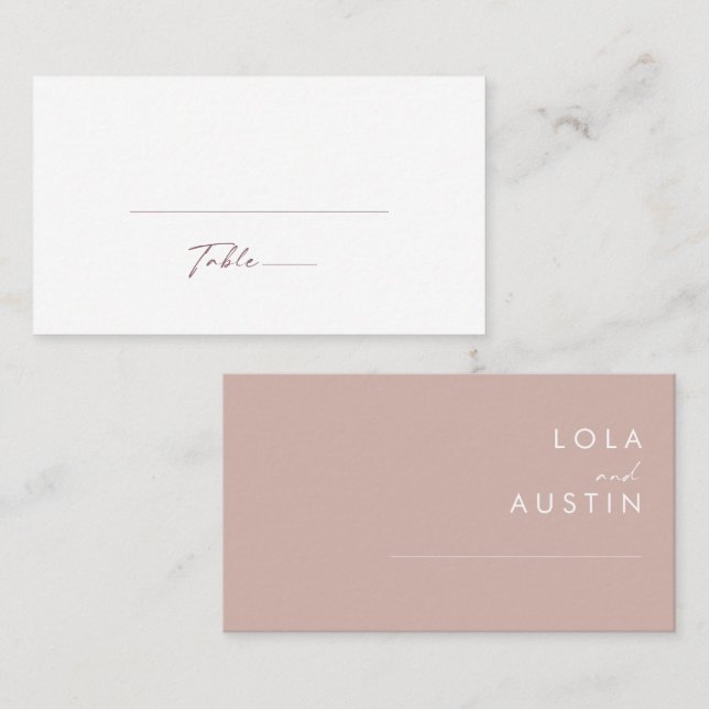 Dusty Boho | Rose and Purple Flat Wedding Place Card (Front/Back)